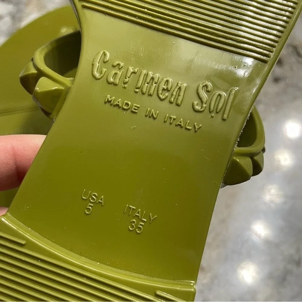 CARMEN SOL maria jelly flat sandal in olive green EU 35